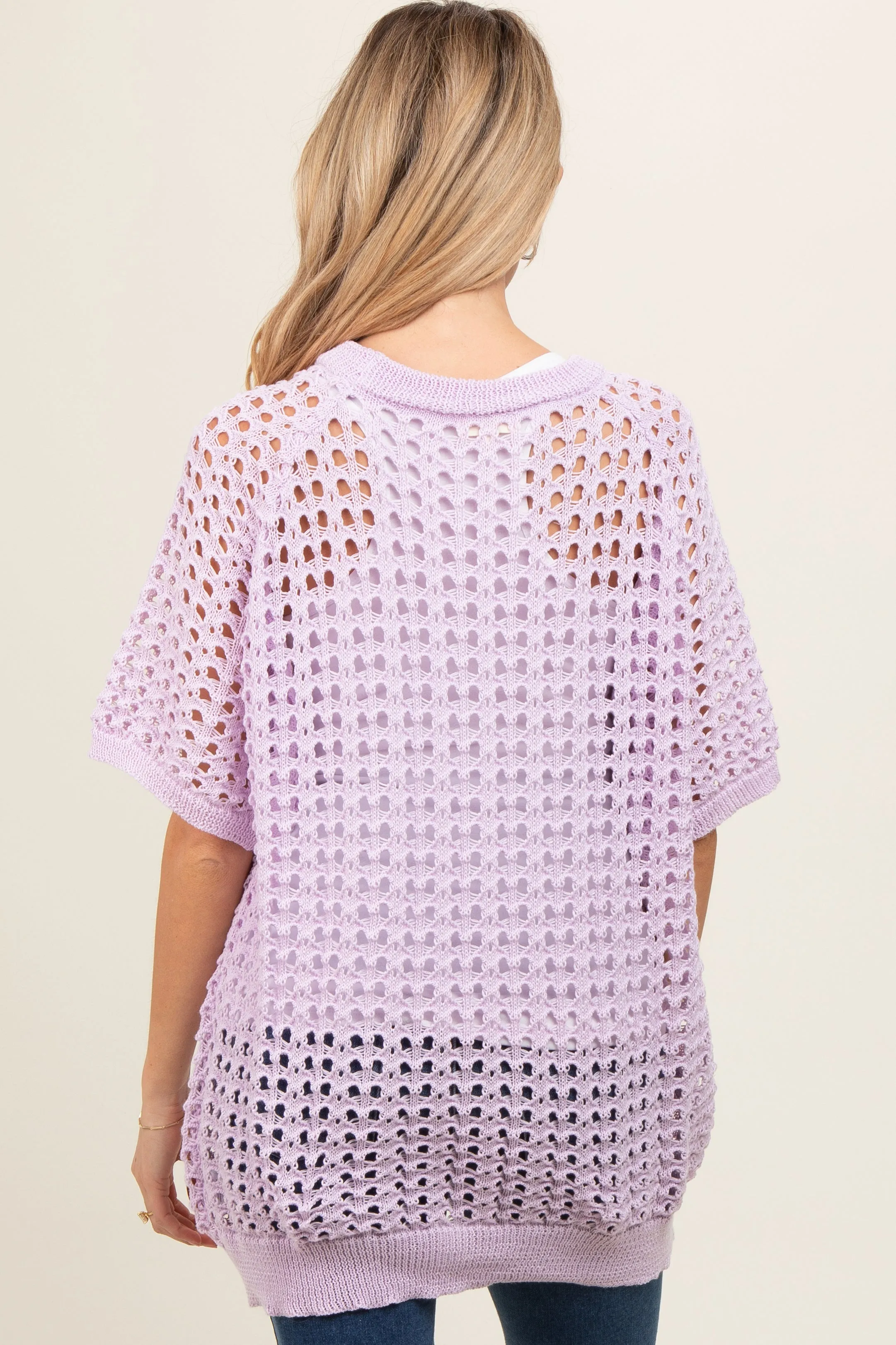 Lavender Fishnet Knit Maternity Top sold by Pinkblush product image thumbnail 3