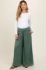Olive Wide Leg Smocked Lightweight Maternity Pants sold by Pinkblush