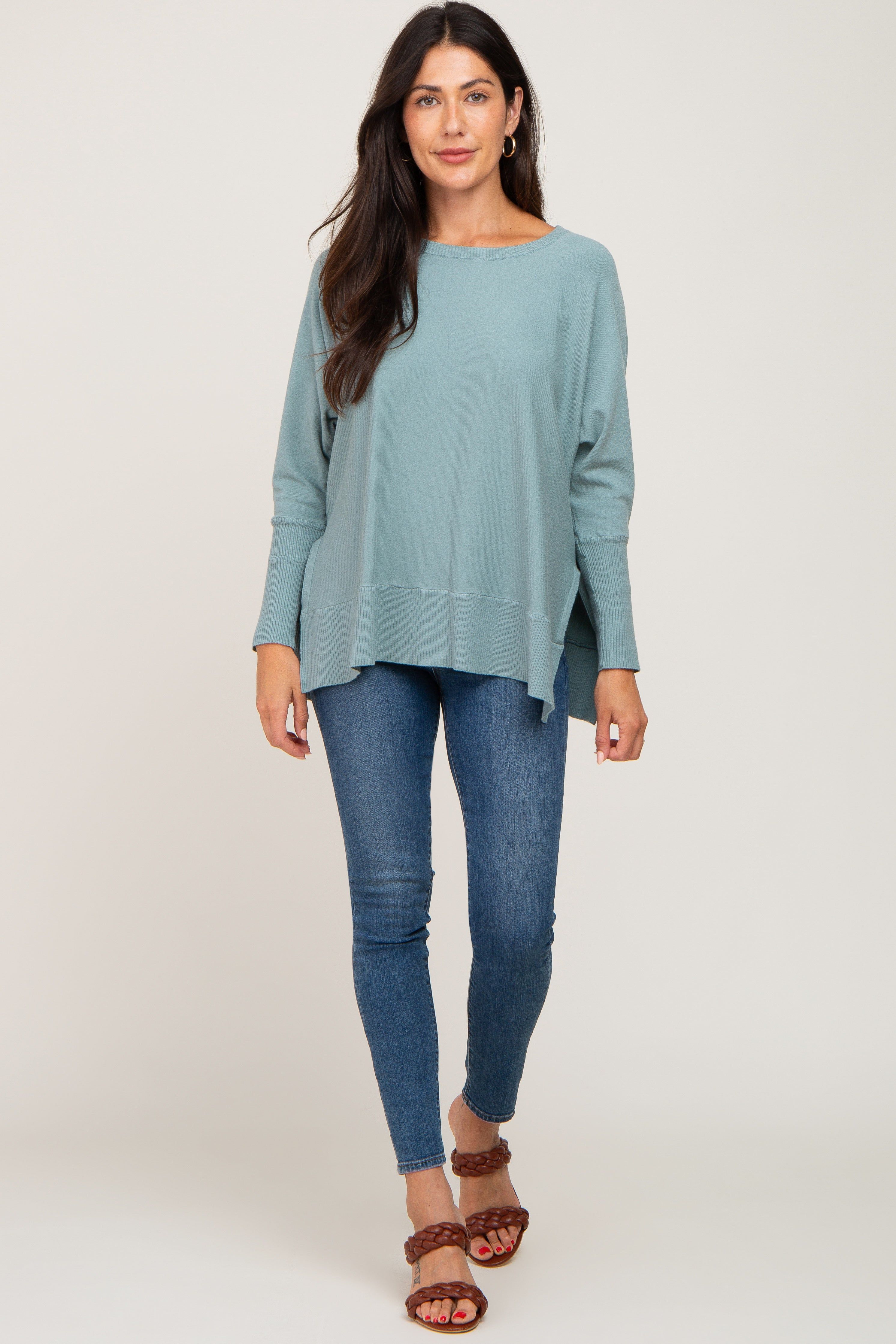 Jade Dolman Sleeve Side Slit Sweater sold by Pinkblush product image thumbnail 4