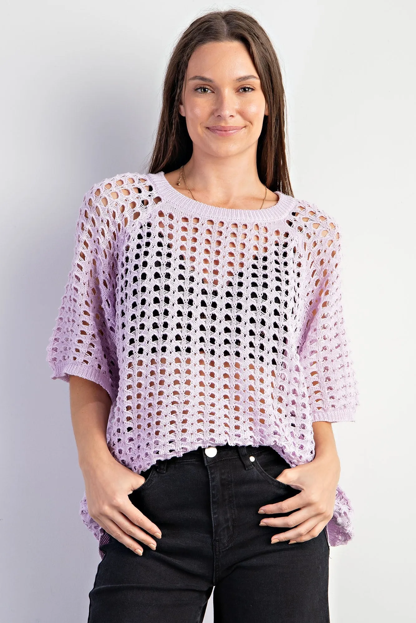 Lavender Fishnet Knit Maternity Top sold by Pinkblush product image thumbnail 4