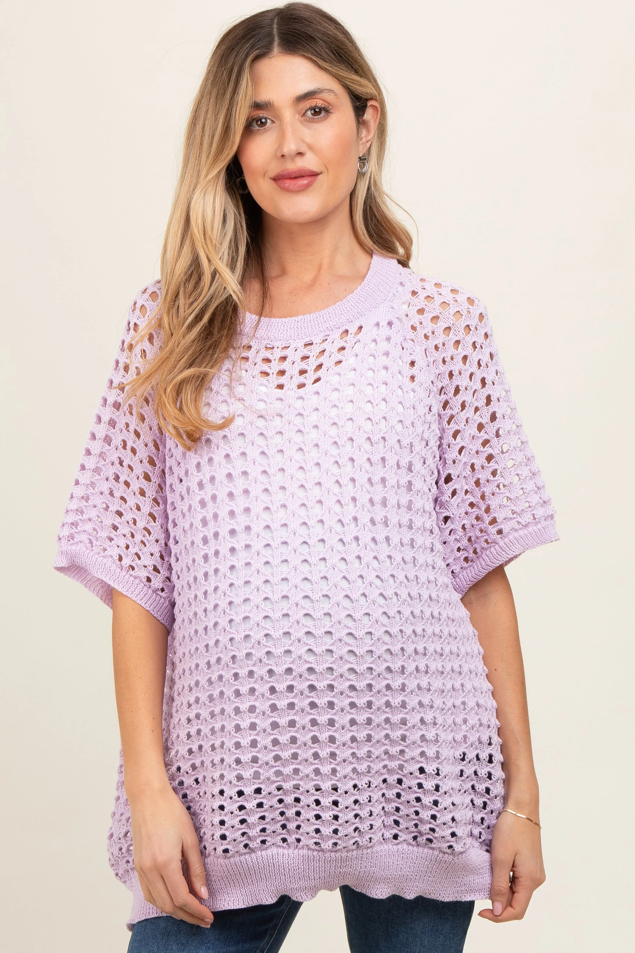 Lavender Fishnet Knit Maternity Top sold by Pinkblush product image thumbnail 2