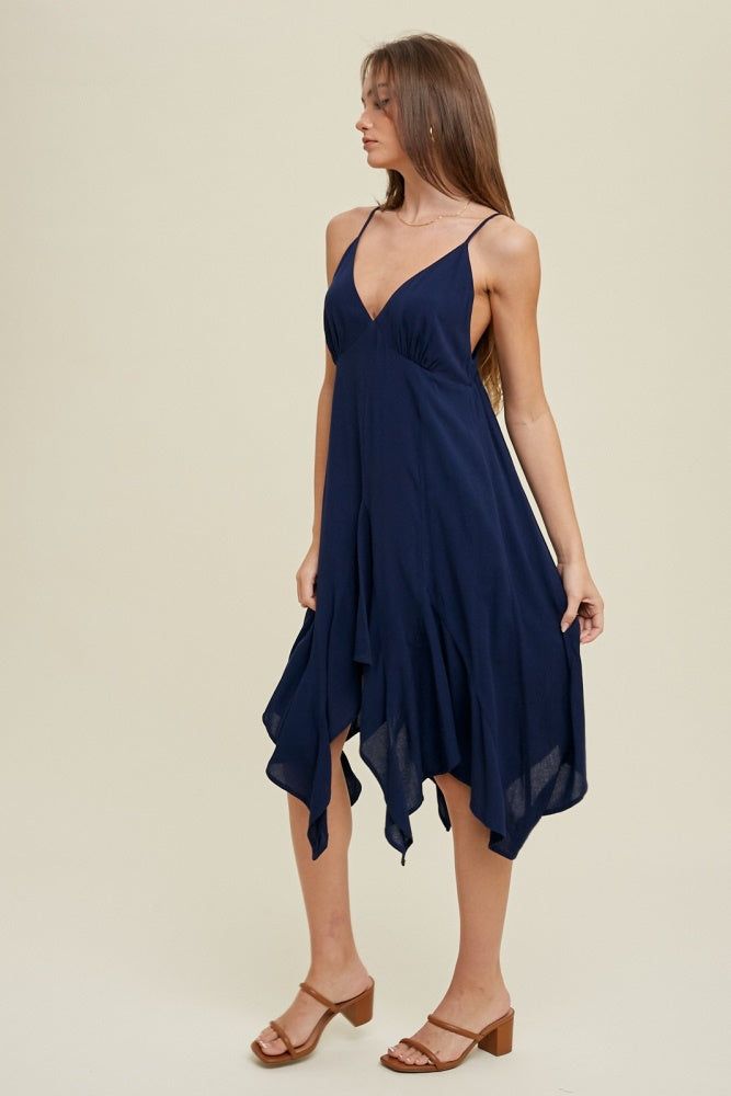 Navy Handkerchief Mini Dress sold by Pinkblush product image thumbnail 2