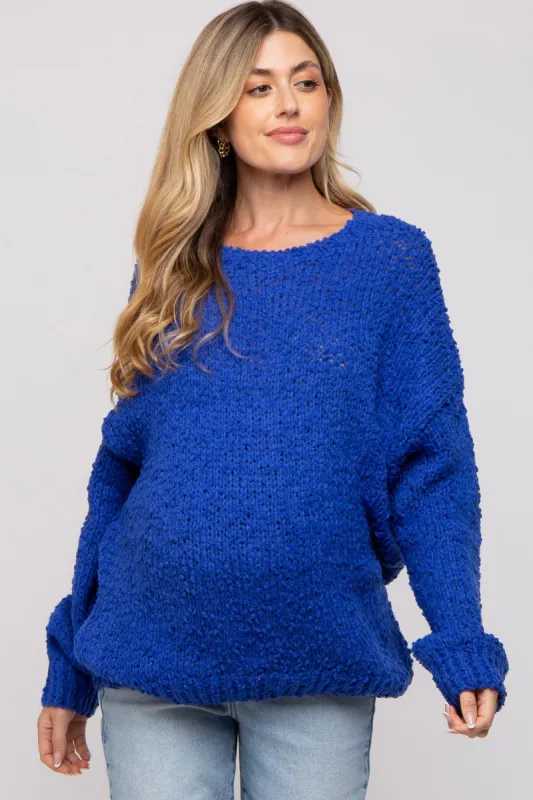 Royal Blue Chunky Loose Knit Maternity Sweater sold by Pinkblush