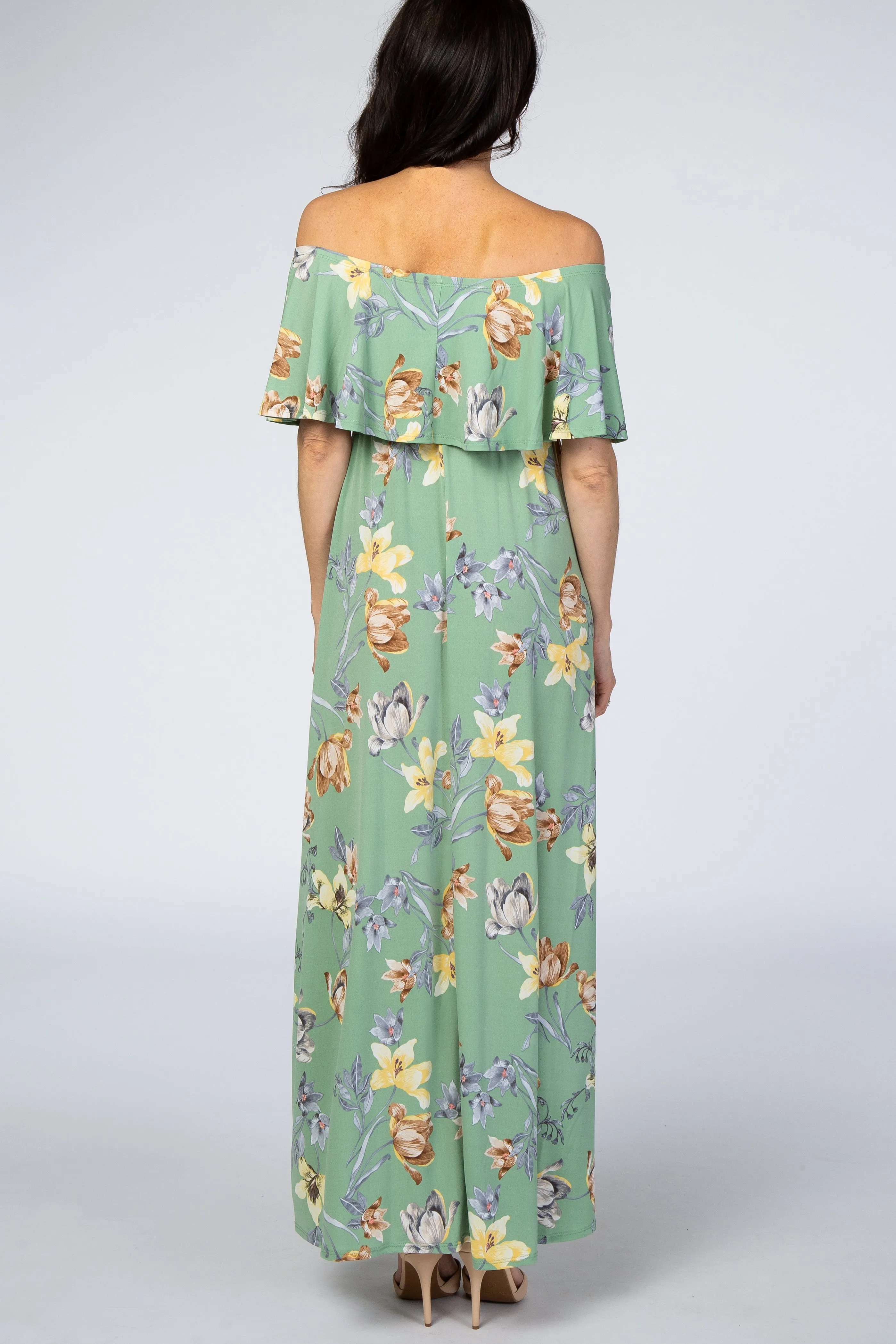 Sage Floral Off Shoulder Maxi Dress sold by Pinkblush product image thumbnail 3