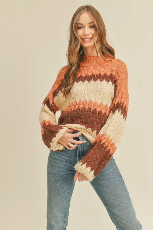 Rust Multi-Colored Striped Pullover Knit Sweater sold by Pinkblush