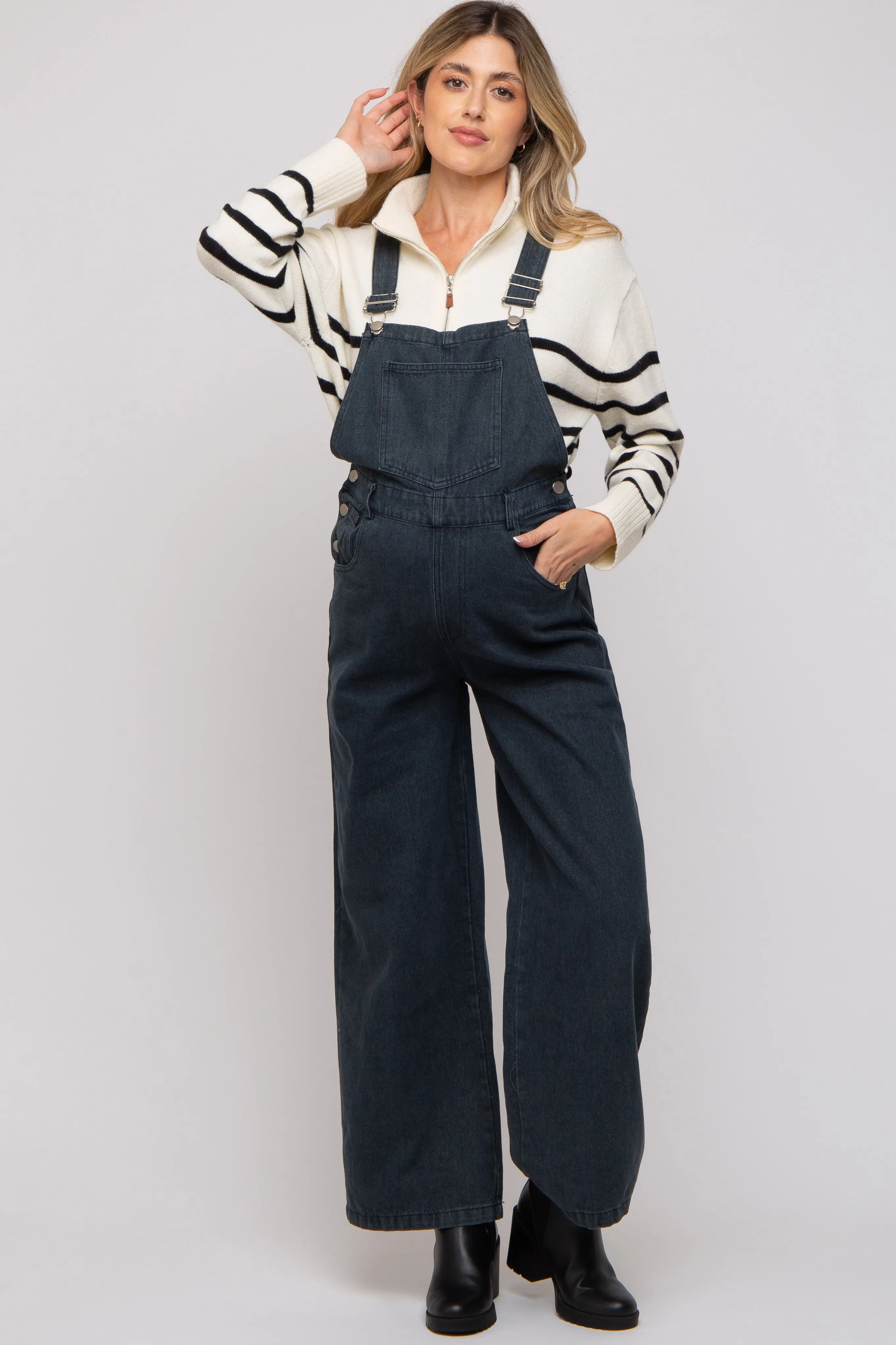 Faded Black Front Pocket Maternity Overalls sold by Pinkblush product image thumbnail 4