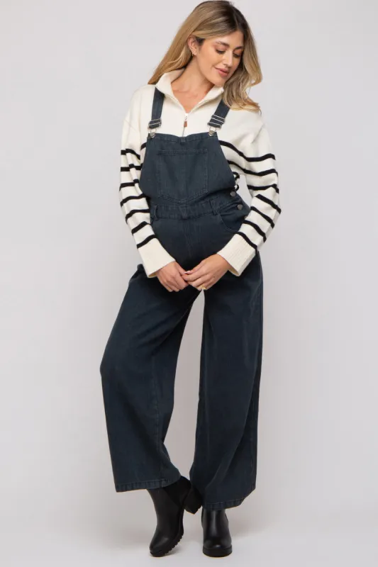 Faded Black Front Pocket Maternity Overalls sold by Pinkblush