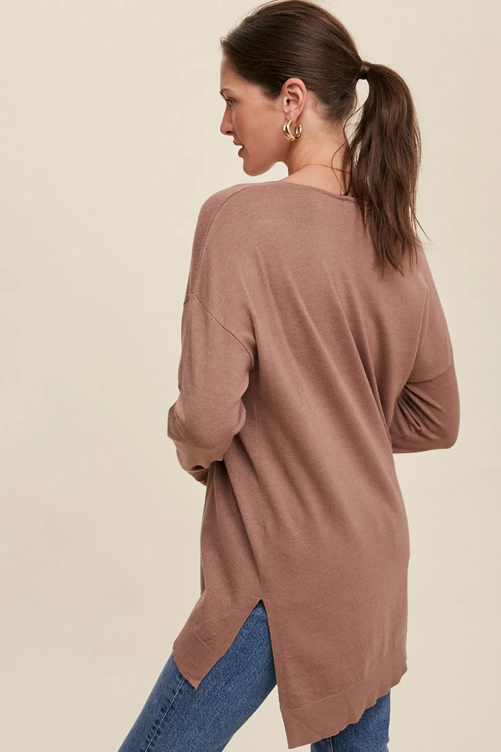 Mocha Oversized Knit Side Slit Top sold by Pinkblush product image thumbnail 3