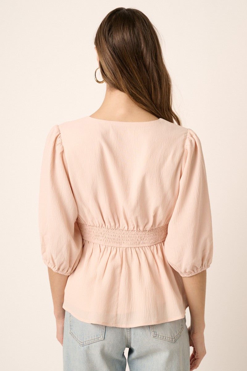 Blush Smocking Detail Peplum Blouse sold by Pinkblush product image thumbnail 3