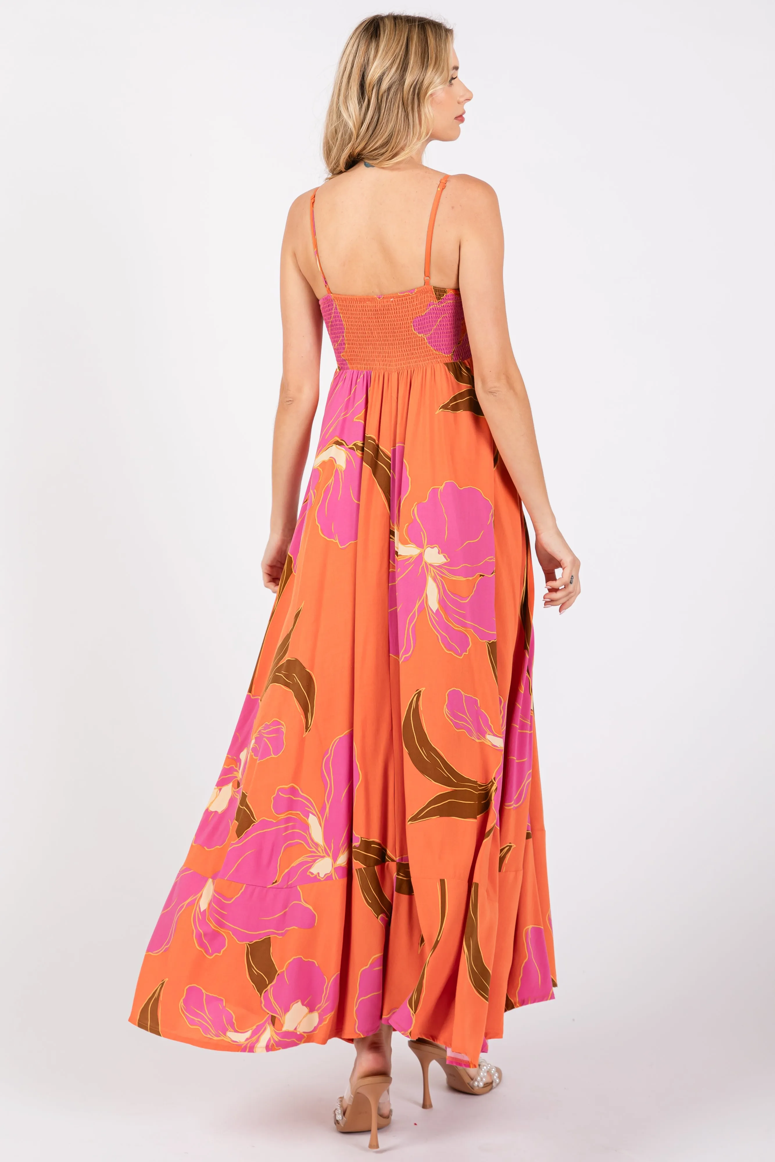 Orange Floral Sleeveless Dress sold by Pinkblush product image thumbnail 3