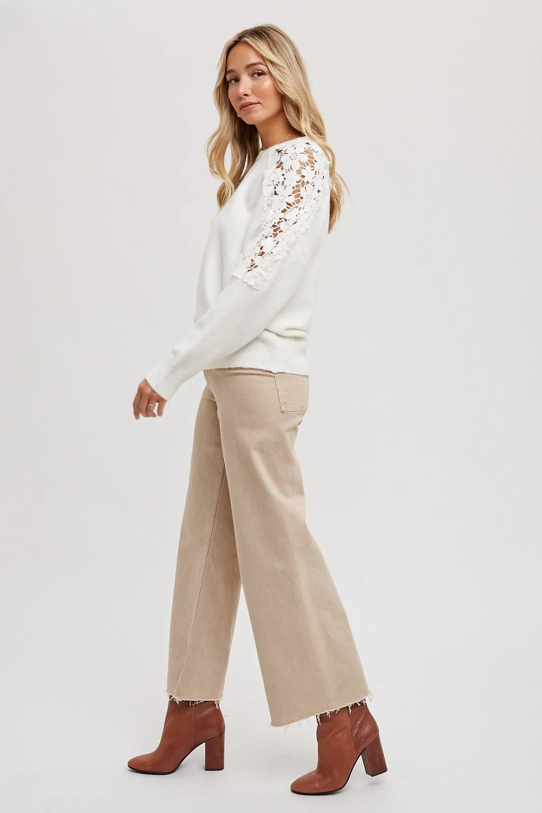 White Crochet Lace Shoulder Sweater sold by Pinkblush product image thumbnail 3