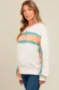 Cream Colorblock Maternity Pullover Top sold by Pinkblush