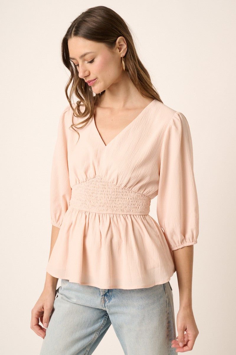 Blush Smocking Detail Peplum Blouse sold by Pinkblush product image thumbnail 2
