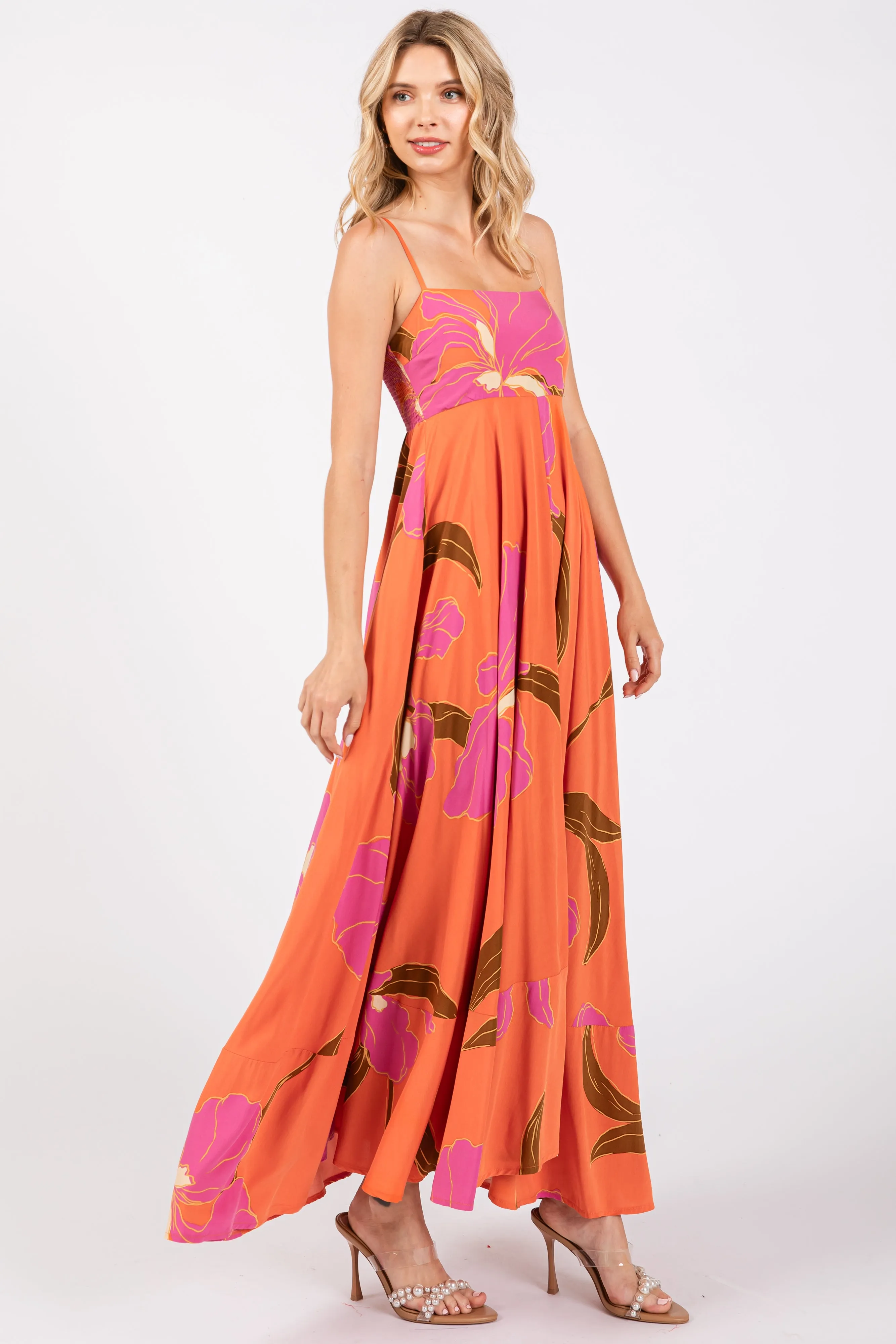 Orange Floral Sleeveless Dress sold by Pinkblush product image thumbnail 2