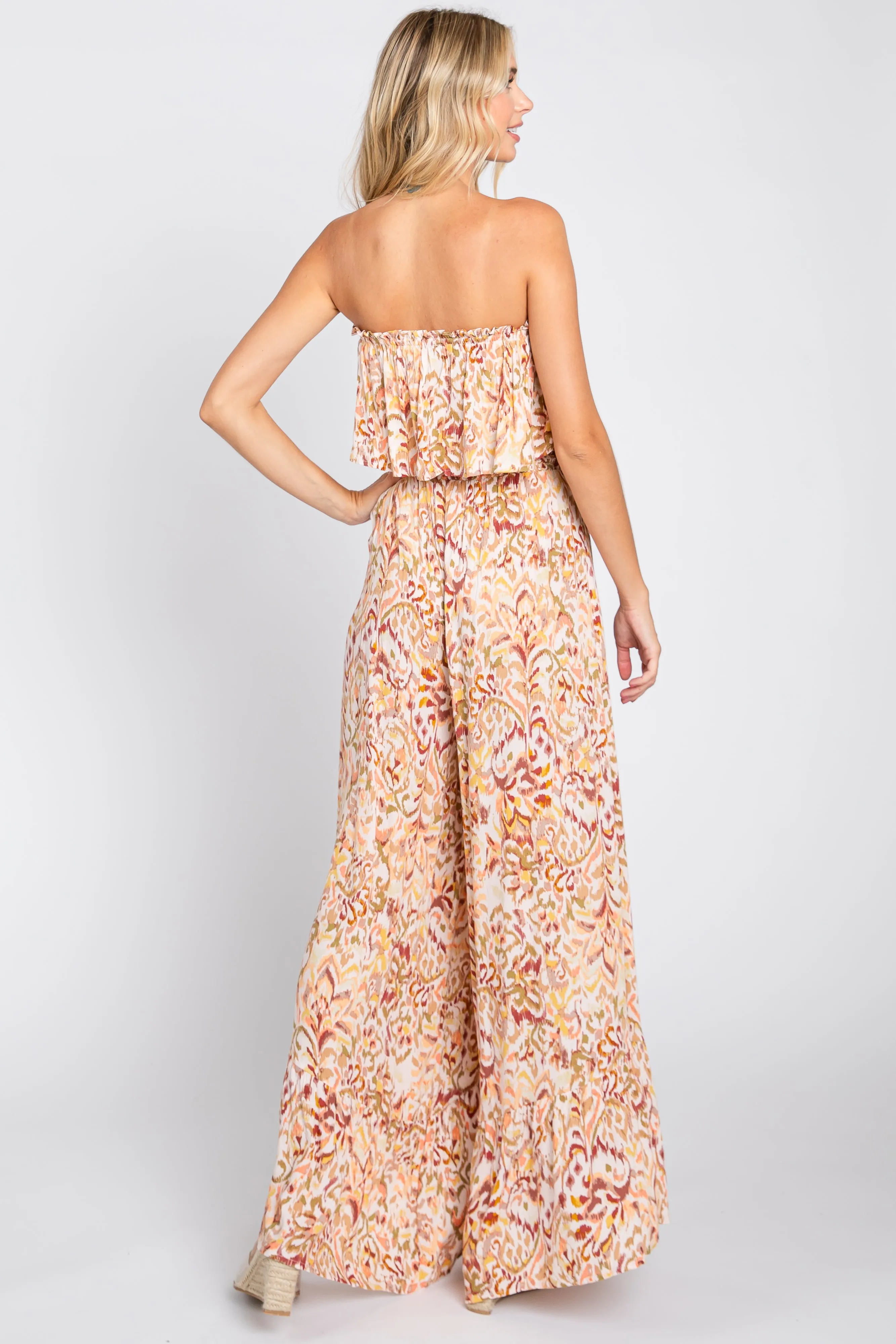 Coral Strapless Ruffle Overlay Jumpsuit sold by Pinkblush product image thumbnail 3