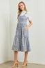Blue Floral Sweetheart Neck Button Front Ruffle Midi Dress sold by Pinkblush