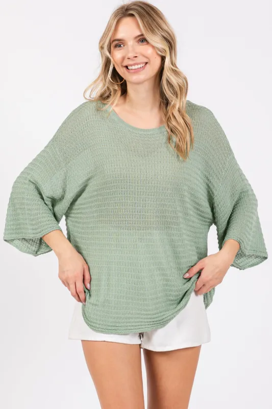 Mint Green Knit Short Sleeve Top sold by Pinkblush