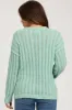 Mint Green Open Knit Front Button Maternity Sweater sold by Pinkblush