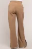 Brown Soft Wide Leg Side Slit Maternity Sweatpants sold by Pinkblush