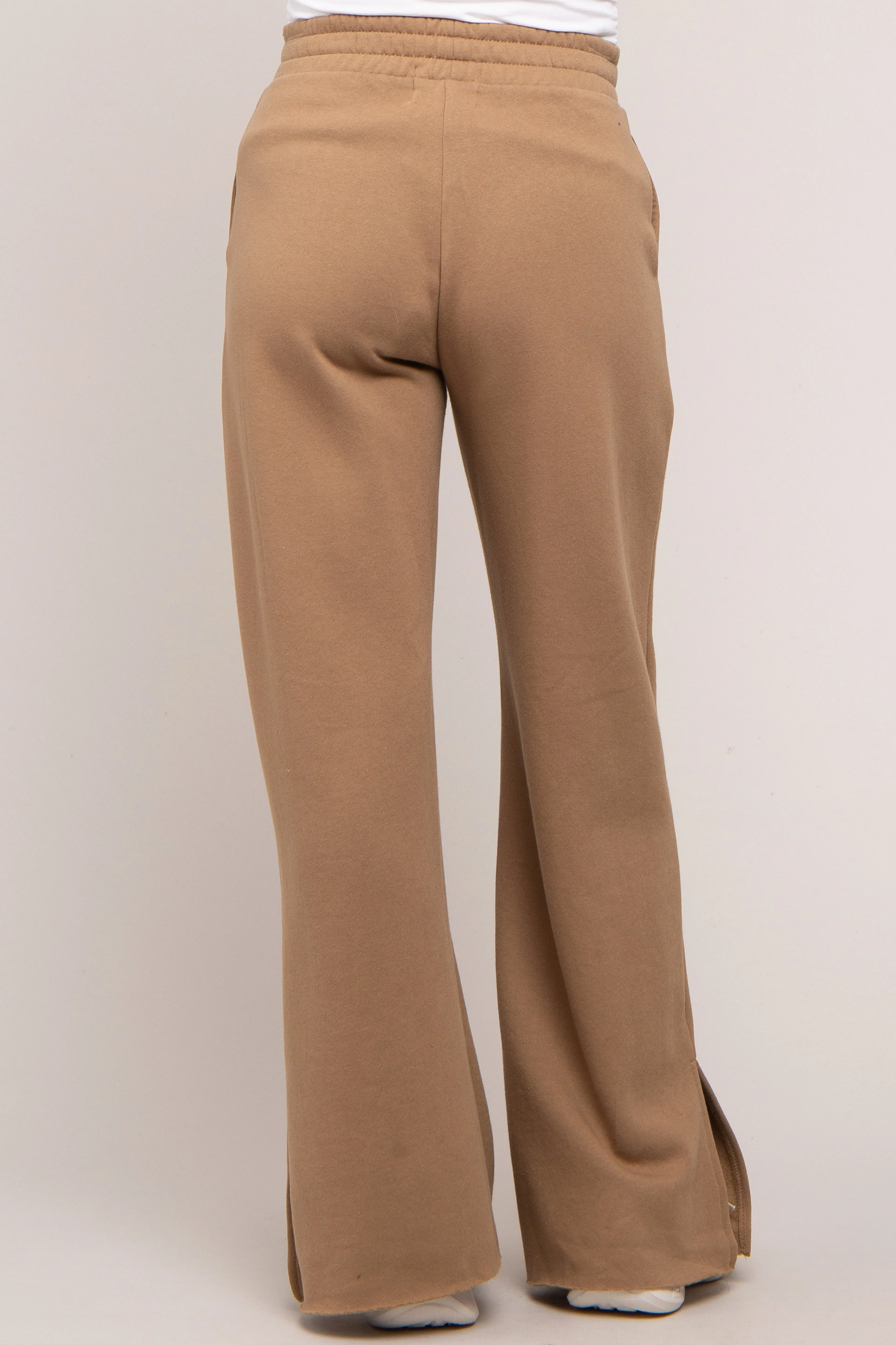 Brown Soft Wide Leg Side Slit Maternity Sweatpants sold by Pinkblush product image thumbnail 5