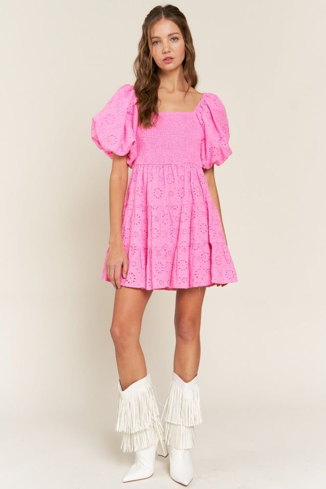 Pink Mini Dress With Square Neck sold by Pinkblush