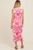 Fuchsia Floral Sleeveless Maternity Midi Dress sold by Pinkblush