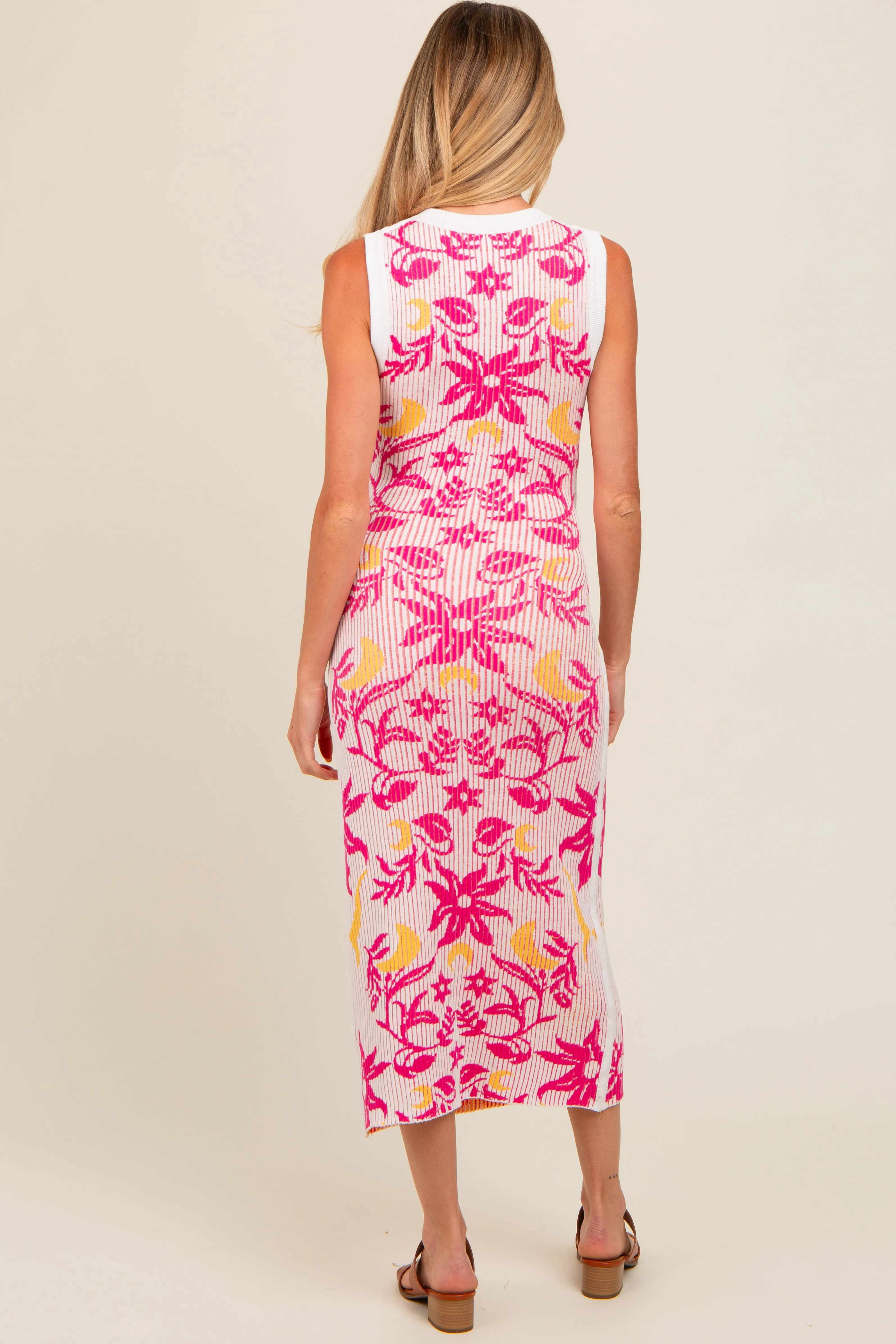 Fuchsia Floral Sleeveless Maternity Midi Dress sold by Pinkblush product image thumbnail 4