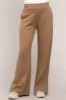 Brown Soft Wide Leg Side Slit Maternity Sweatpants sold by Pinkblush