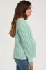 Mint Green Open Knit Front Button Maternity Sweater sold by Pinkblush