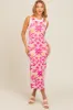 Fuchsia Floral Sleeveless Maternity Midi Dress sold by Pinkblush