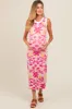 Fuchsia Floral Sleeveless Maternity Midi Dress sold by Pinkblush