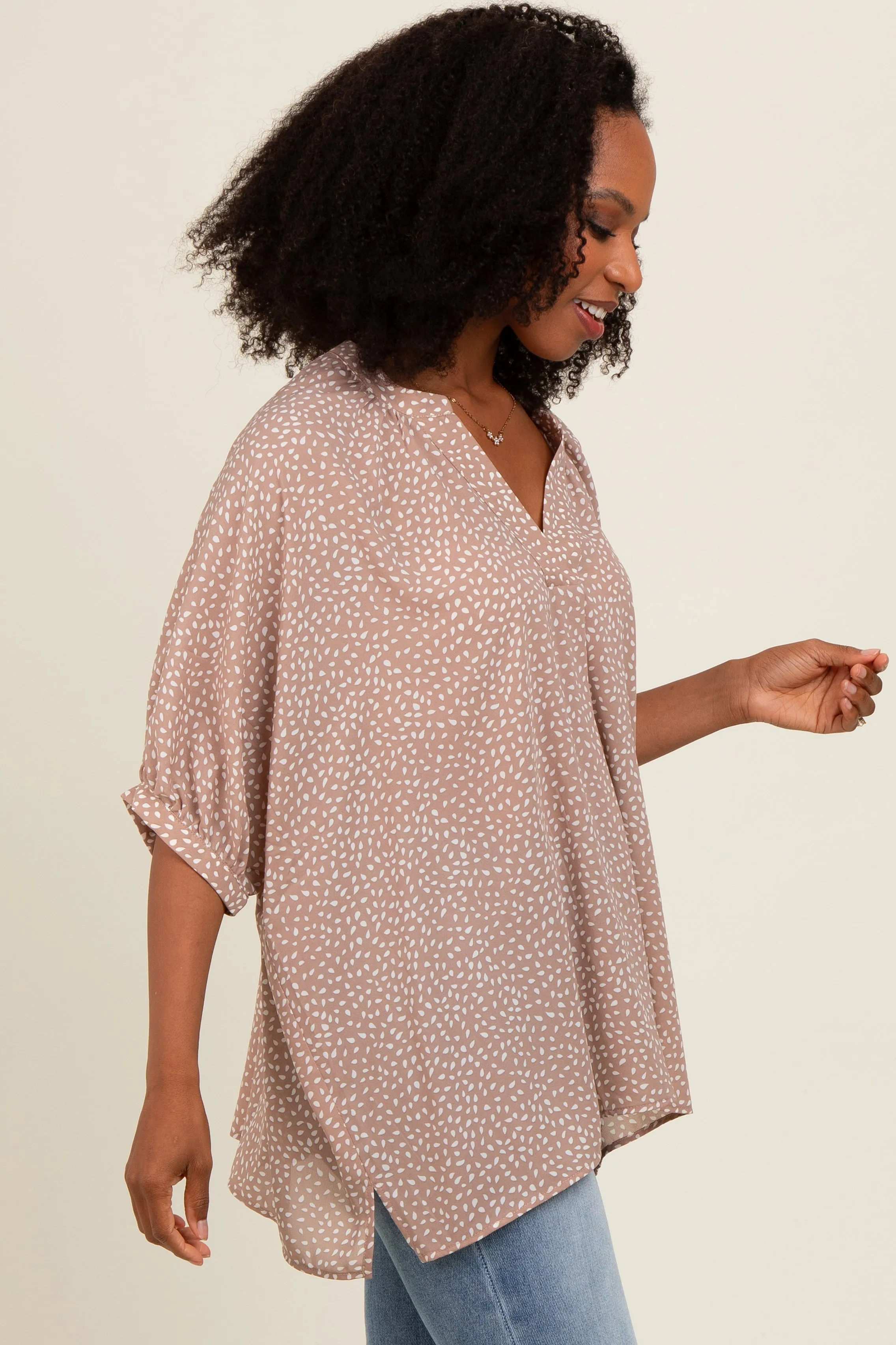 Mocha Printed Dolman Sleeve Blouse sold by Pinkblush product image thumbnail 2