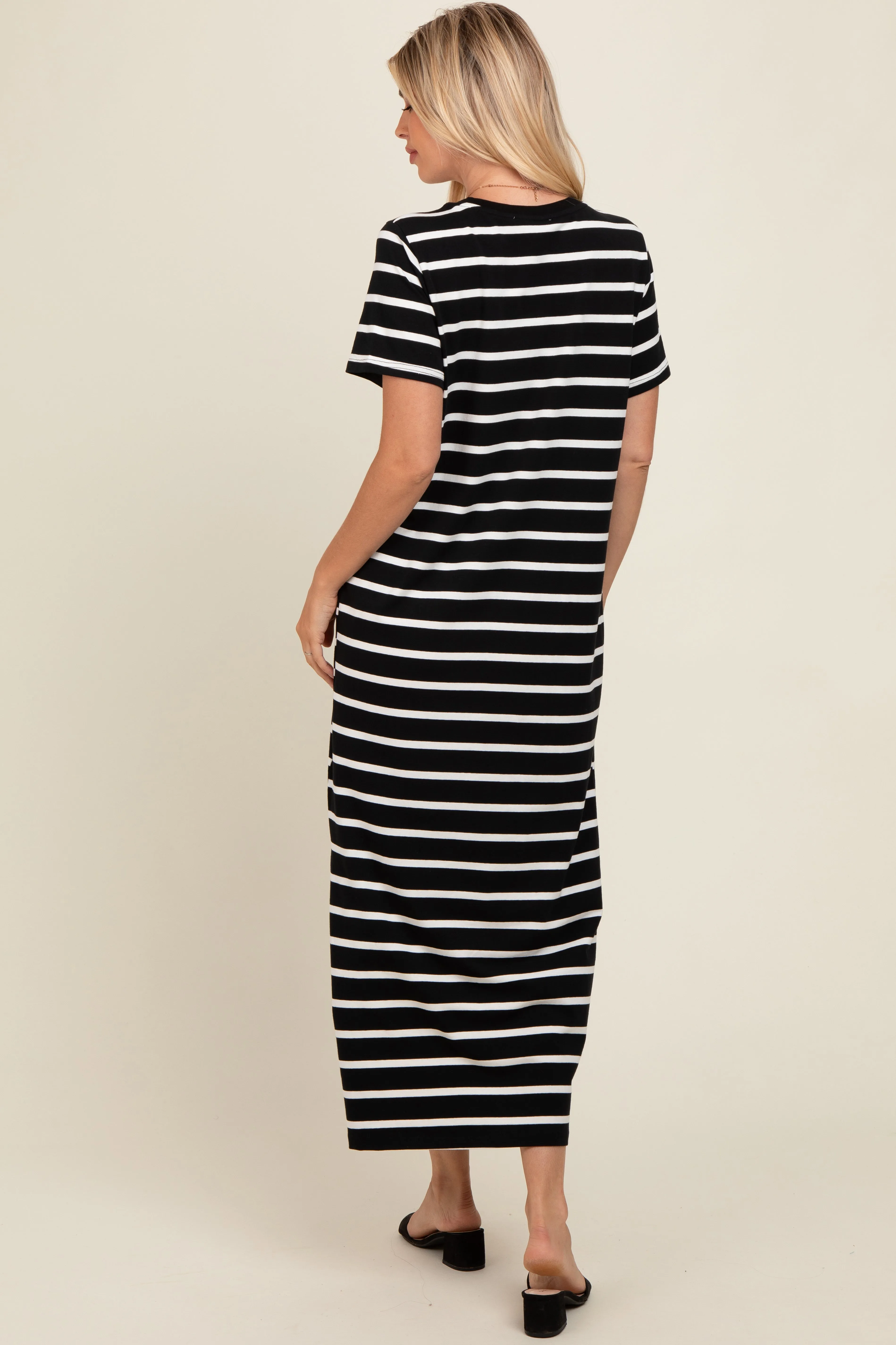 Black Striped Side Slit Maxi Dress sold by Pinkblush product image thumbnail 4