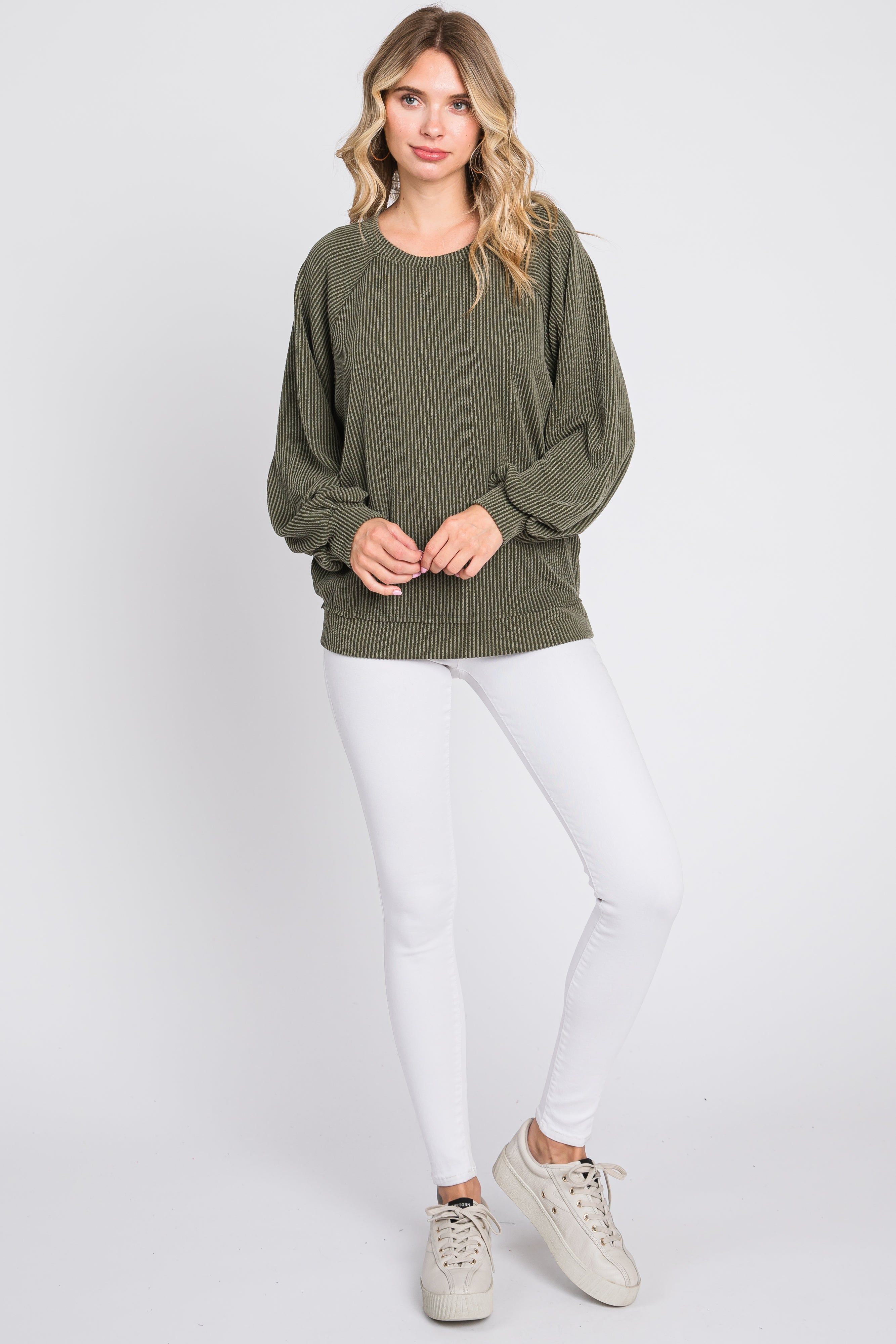 Olive Ribbed Pullover Top sold by Pinkblush product image thumbnail 5