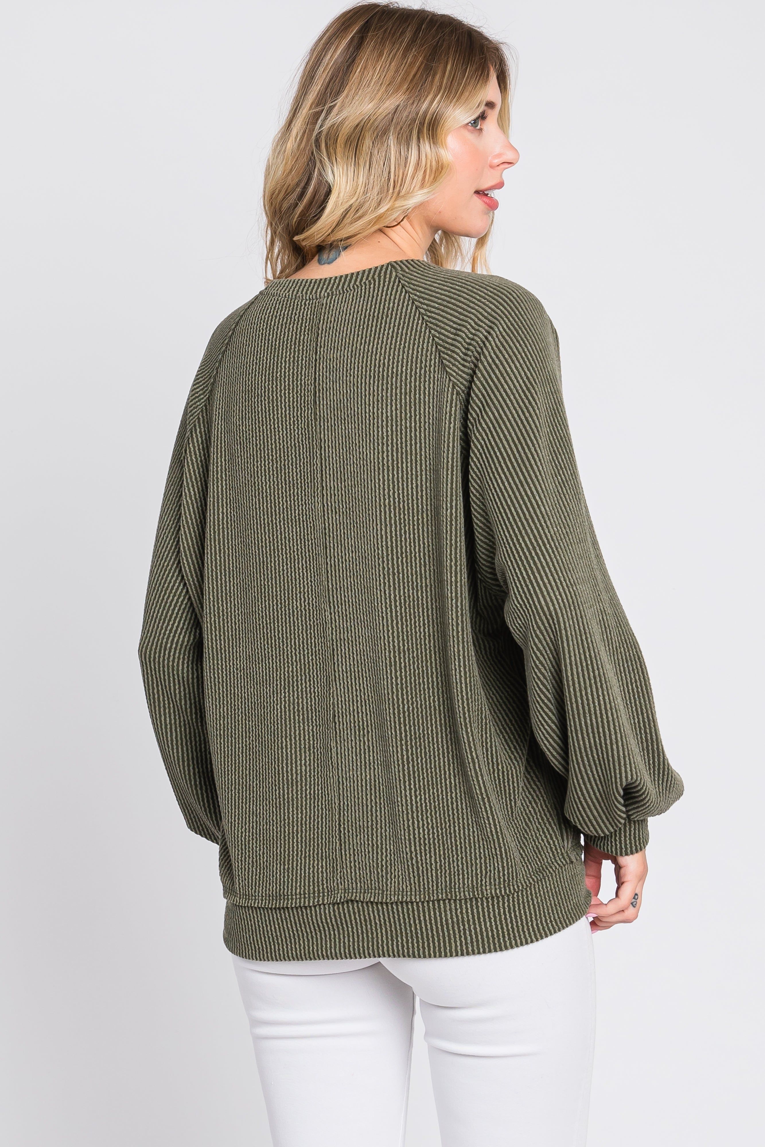 Olive Ribbed Pullover Top sold by Pinkblush product image thumbnail 4