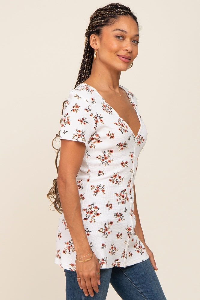 Red Floral Front Button Accent Top sold by Pinkblush product image thumbnail 2