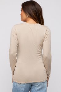 Beige Long Sleeve Maternity Top sold by Pinkblush