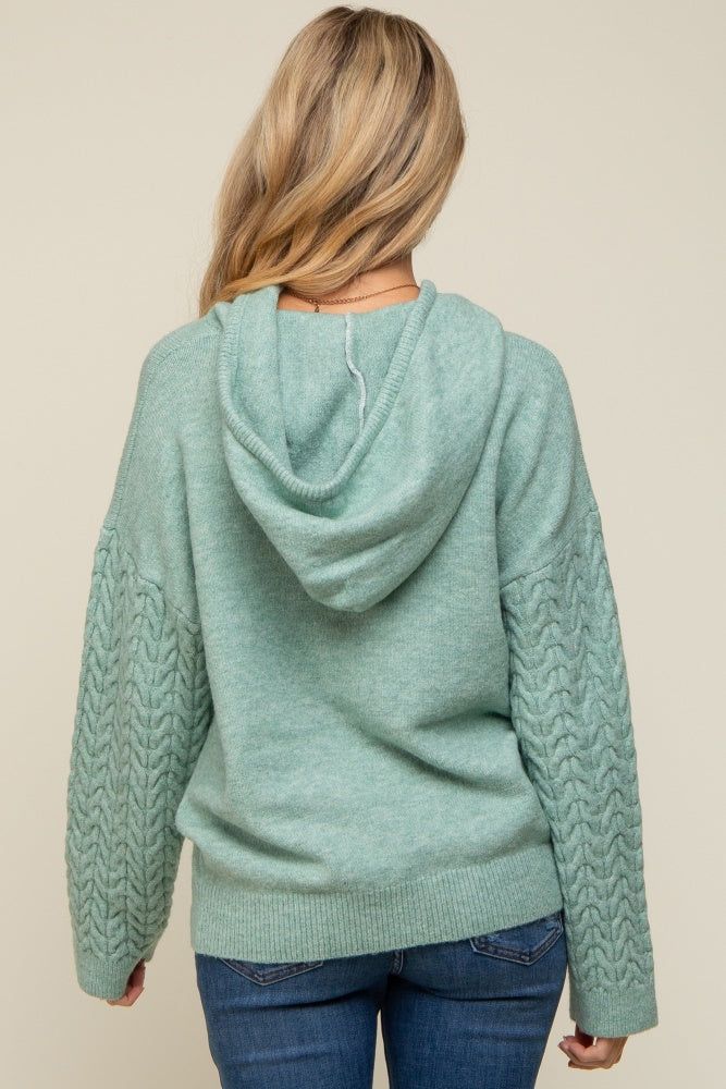 Mint Green Mixed Knit Maternity Hooded Sweater sold by Pinkblush product image thumbnail 3