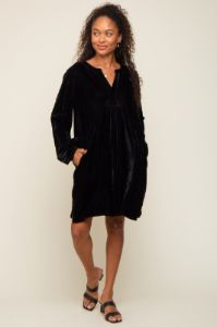 Black V-Neck Velvet Dress sold by Pinkblush