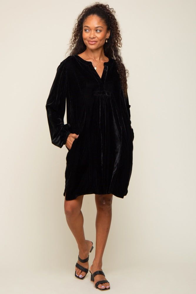 Black V-Neck Velvet Dress sold by Pinkblush product image thumbnail 4