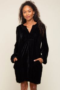 Black V-Neck Velvet Dress sold by Pinkblush