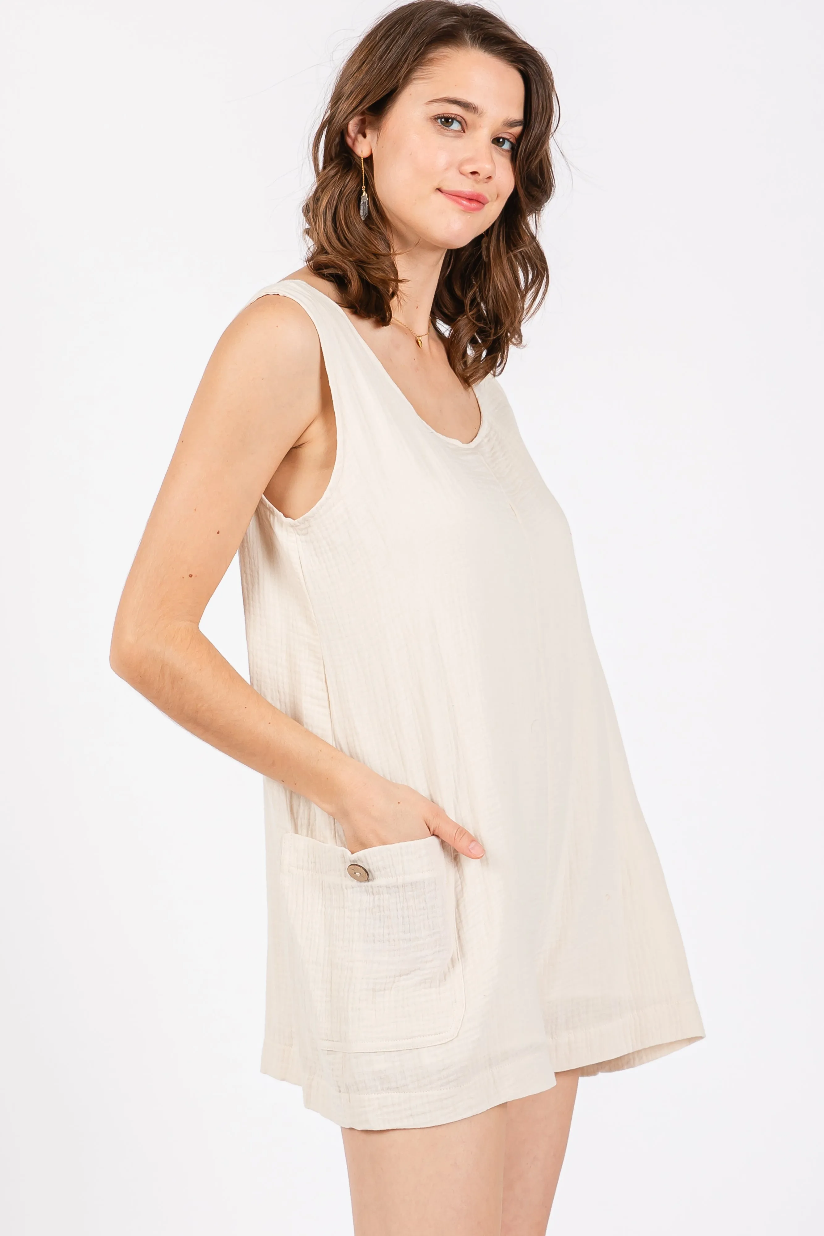 Cream Back Cutout Romper sold by Pinkblush product image thumbnail 2