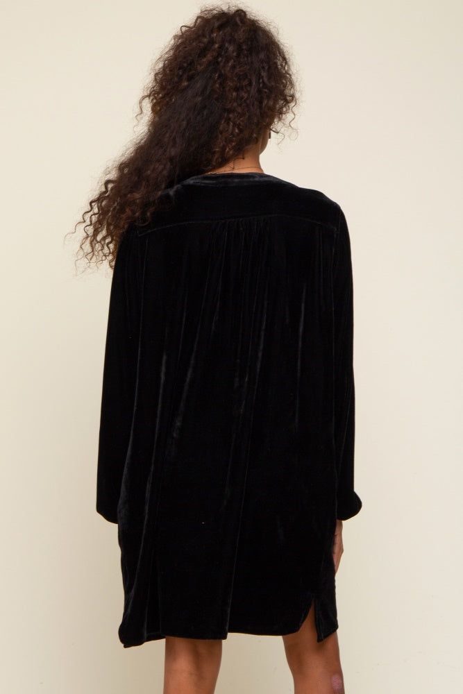 Black V-Neck Velvet Dress sold by Pinkblush product image thumbnail 3
