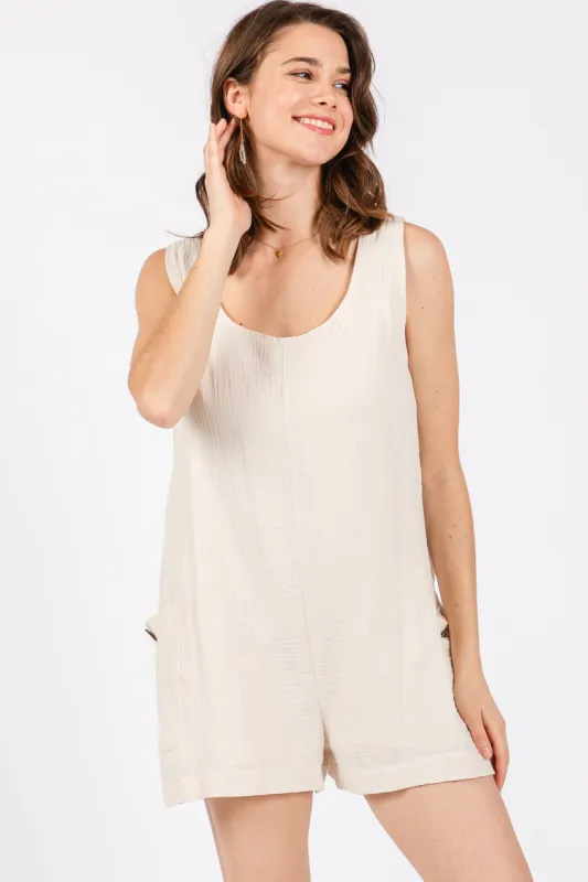 Cream Back Cutout Romper sold by Pinkblush