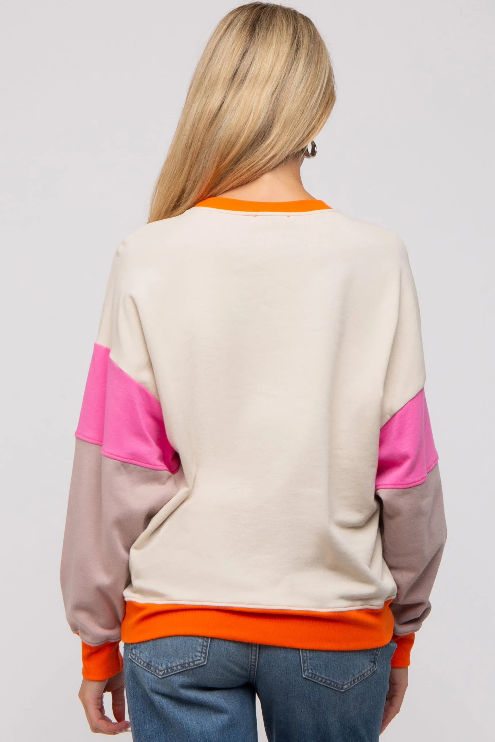 Beige Color Block Maternity Sweatshirt sold by Pinkblush product image thumbnail 3