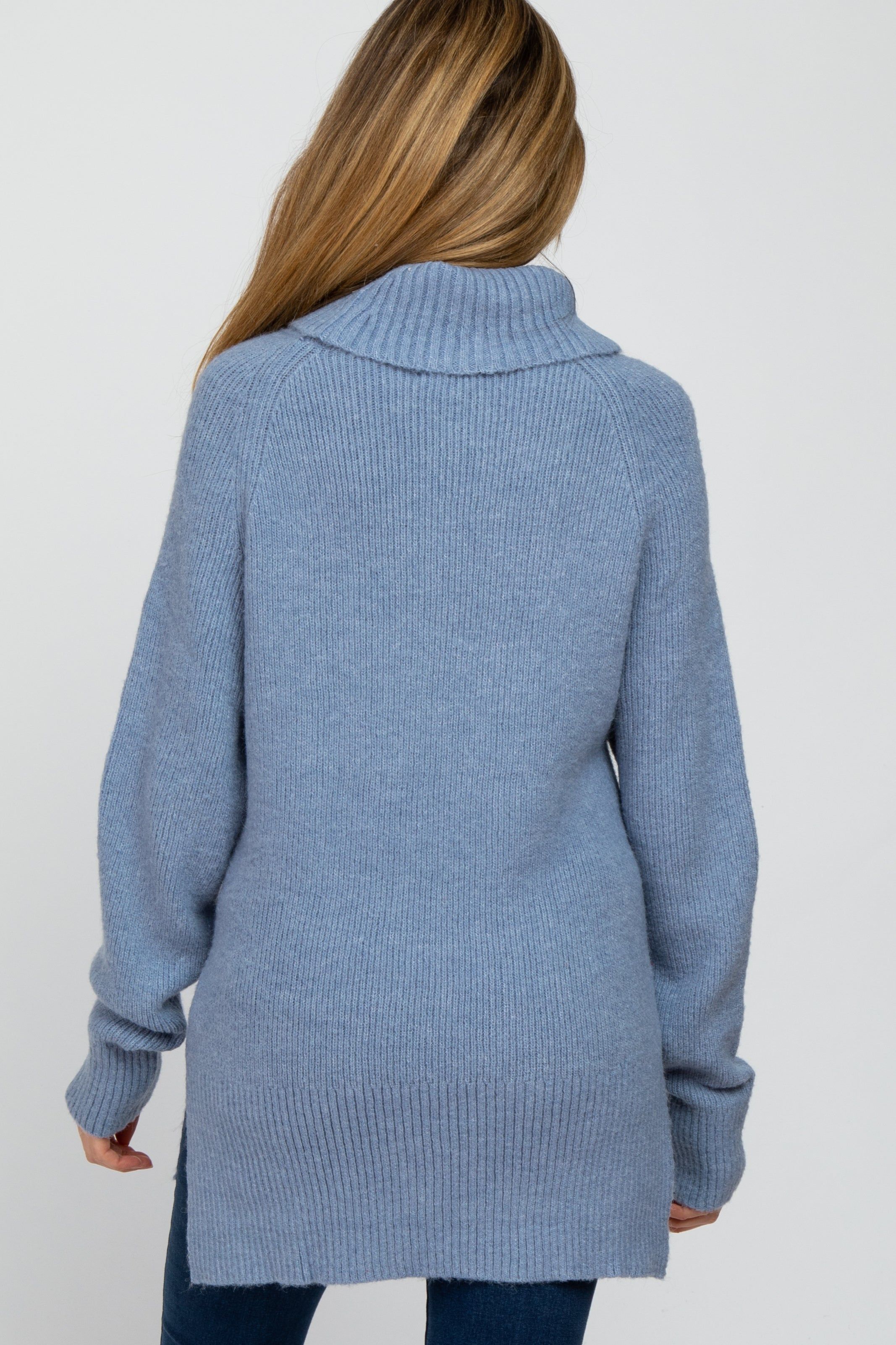 Blue Knit Turtleneck Maternity Sweater sold by Pinkblush product image thumbnail 3