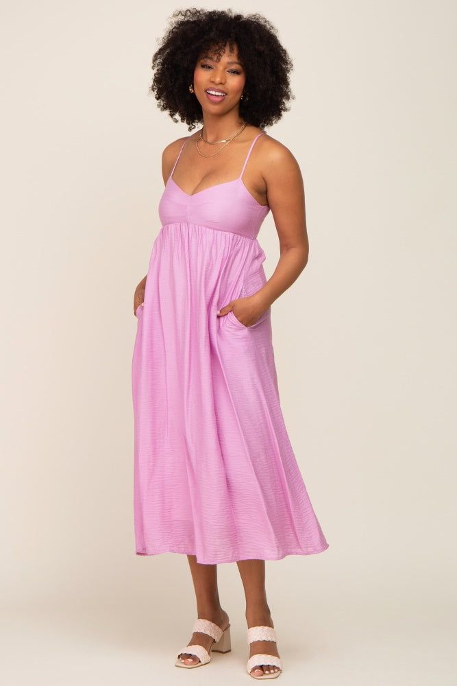 Pink Sleeveless Maternity Midi Dress sold by Pinkblush product image thumbnail 5