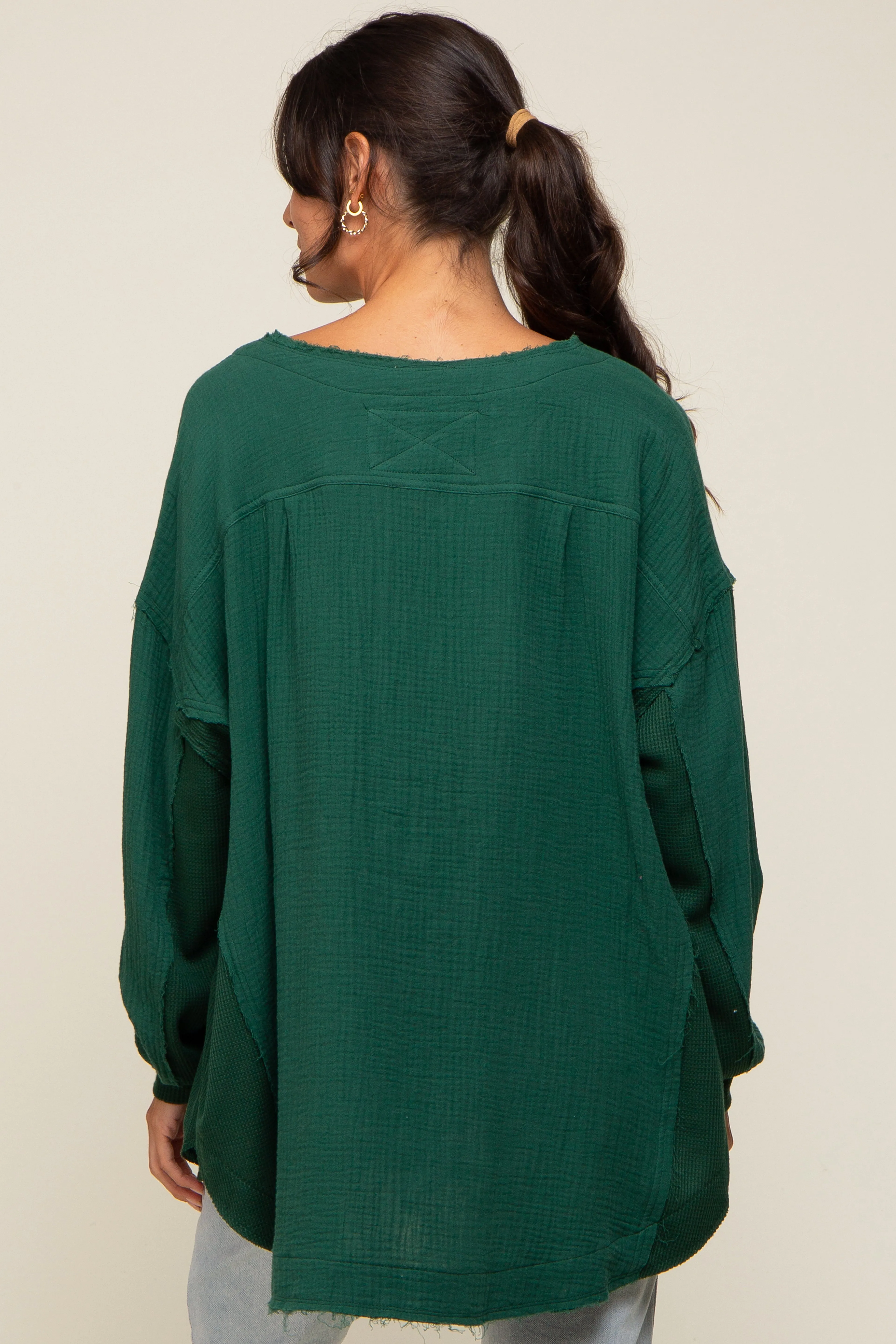 Forest Green Lightweight Button Front Tunic Top sold by Pinkblush product image thumbnail 3