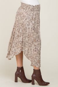 Grey Floral Paisley Print Maternity Midi Skirt sold by Pinkblush