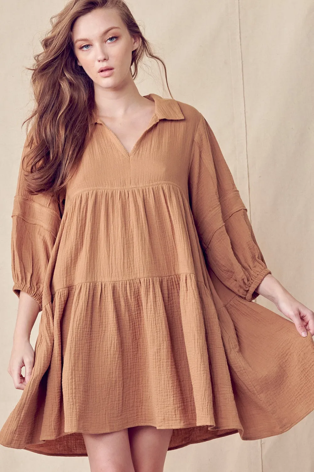 Mocha Cotton Shirt Mini Dress sold by Pinkblush product image thumbnail 2